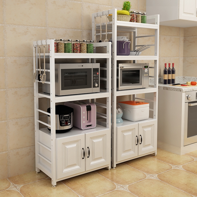 Kitchen rack floor microwave oven rack with lockers 4 layers of oven rack multilayer cupboard containing tuning frame-Taobao