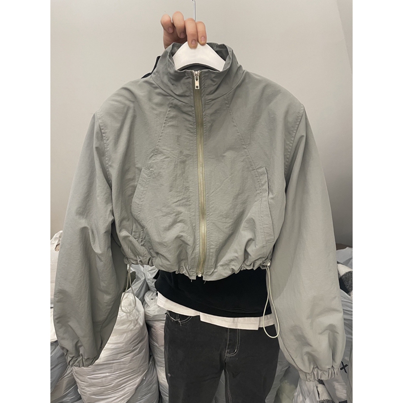 Niche Design Stand-Up Collar Sun Protection Clothing for Women Summer Thin Drawstring Zipper Cardigan Long-Sleeved Short Sports Jacket Trendy