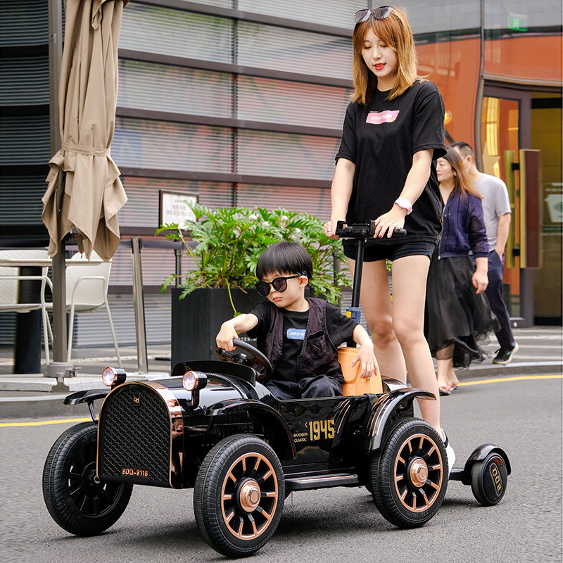 Children's electric car four-wheel remote control classic car men and women baby children toy car can stand adult parent-child electric car