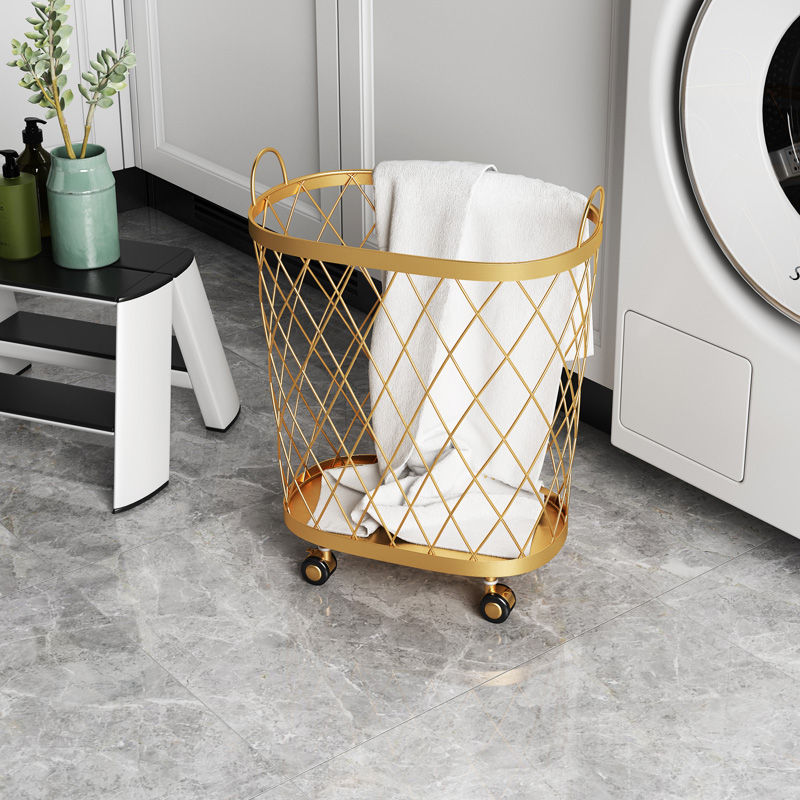 JJIANFA design Nordic ins wind dirty laundry basket with wheel movable containing basket Divine Instrumental Dirty Laundry Containing Basket-Taobao