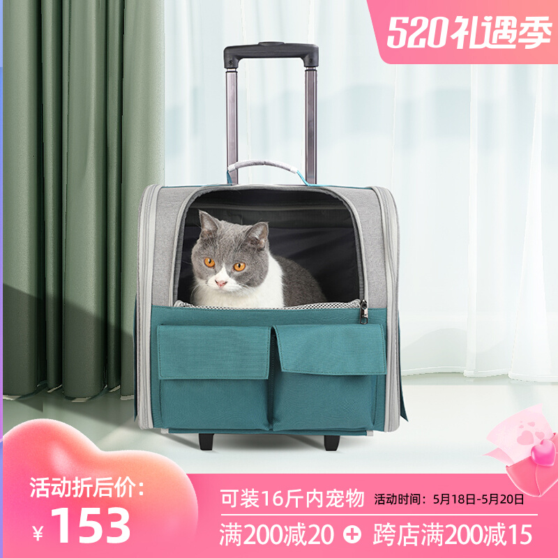Cute Universal Cat Bag Out of portable space cabin Pet Bag Pull Rod Handbag Oxford Cloth Large Capacity Kitty