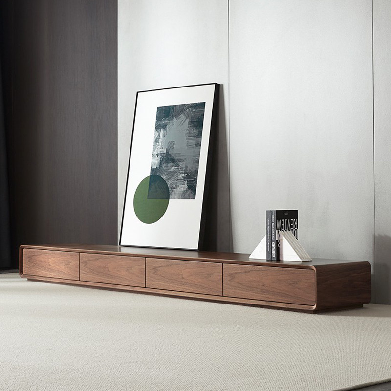 Nordic TV Cabinet Tea Table Combo Hu Peach Color TV Cabinet Modern Minima Size Family Living Room Ground Cabinet Short Cabinet