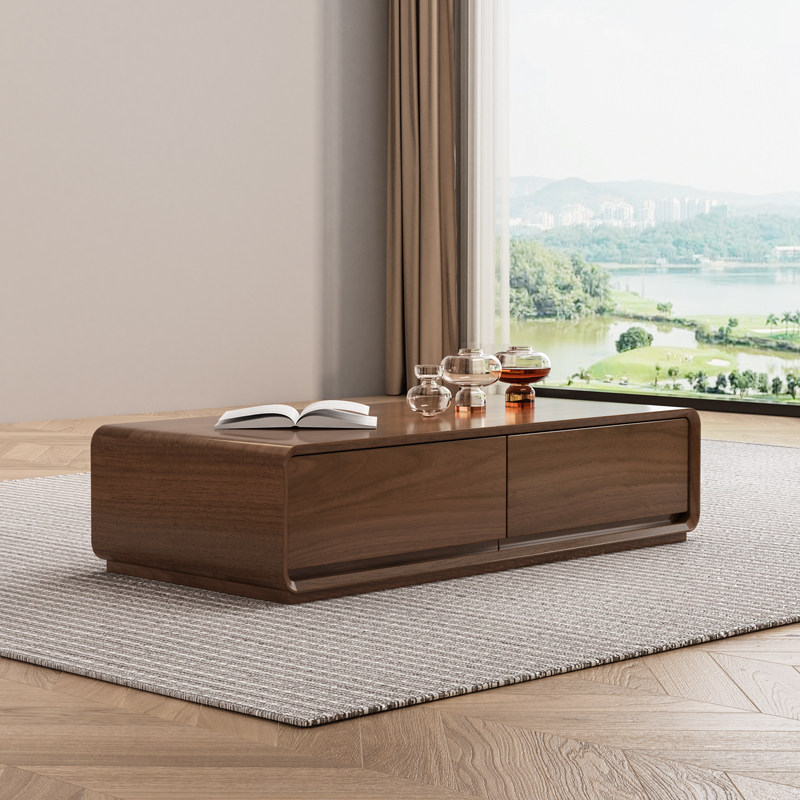 Nordic modern walnut coffee table rectangular simple modern size living room tea table light luxury TV cabinet set