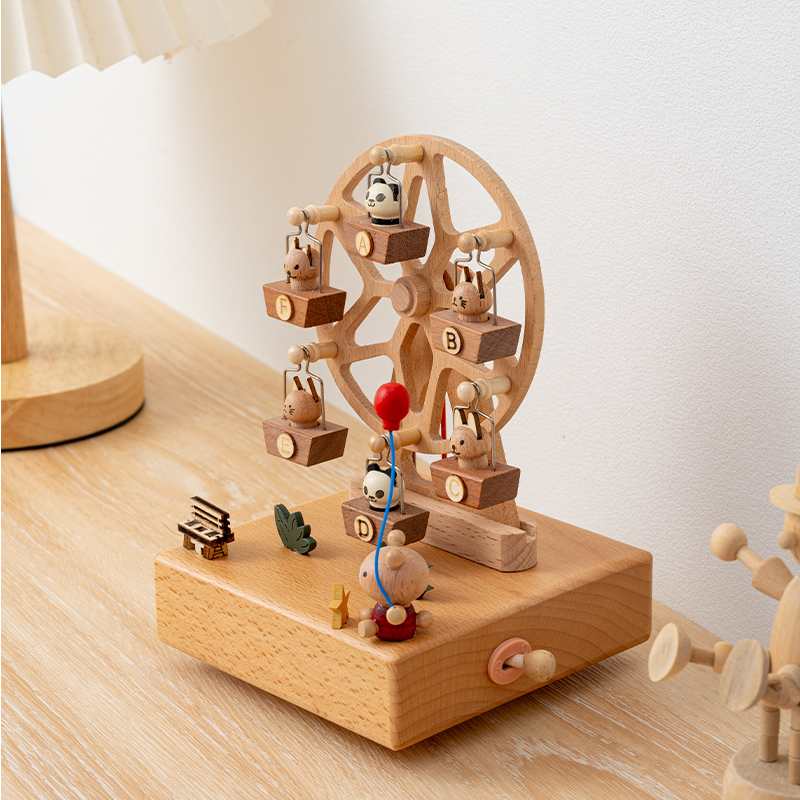 木製の回転列車オルゴールオルゴール観覧車彫刻誕生日プレゼント女の子のガールフレンドの友人のお土産