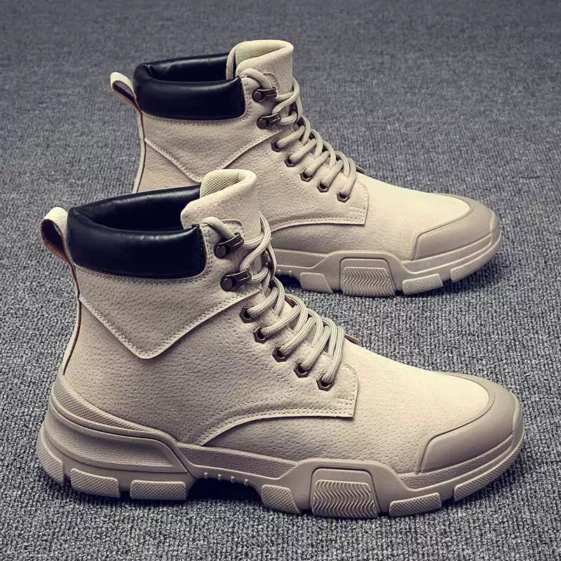 Martin boots nam mùa thu Phiên bản hàn quốc của giày cao cổ Anh công cụ giày nam mid-top giày bình thường giày tuyết quân đội giày hợp thời trang - Giày ống