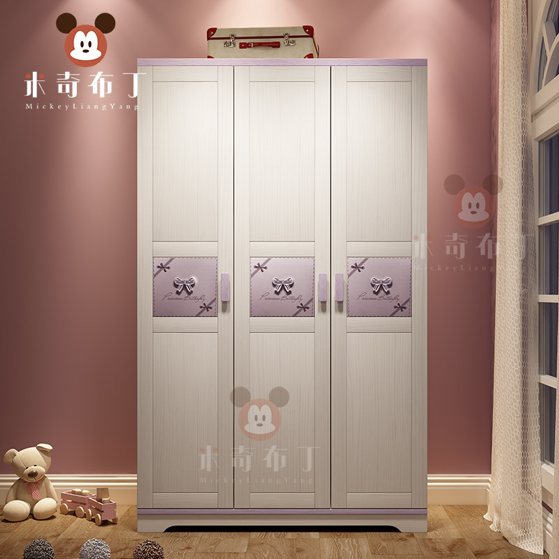 All solid wood children's wardrobe assembled two-door ash wood girl's wardrobe three-door children's wardrobe simple large closet 