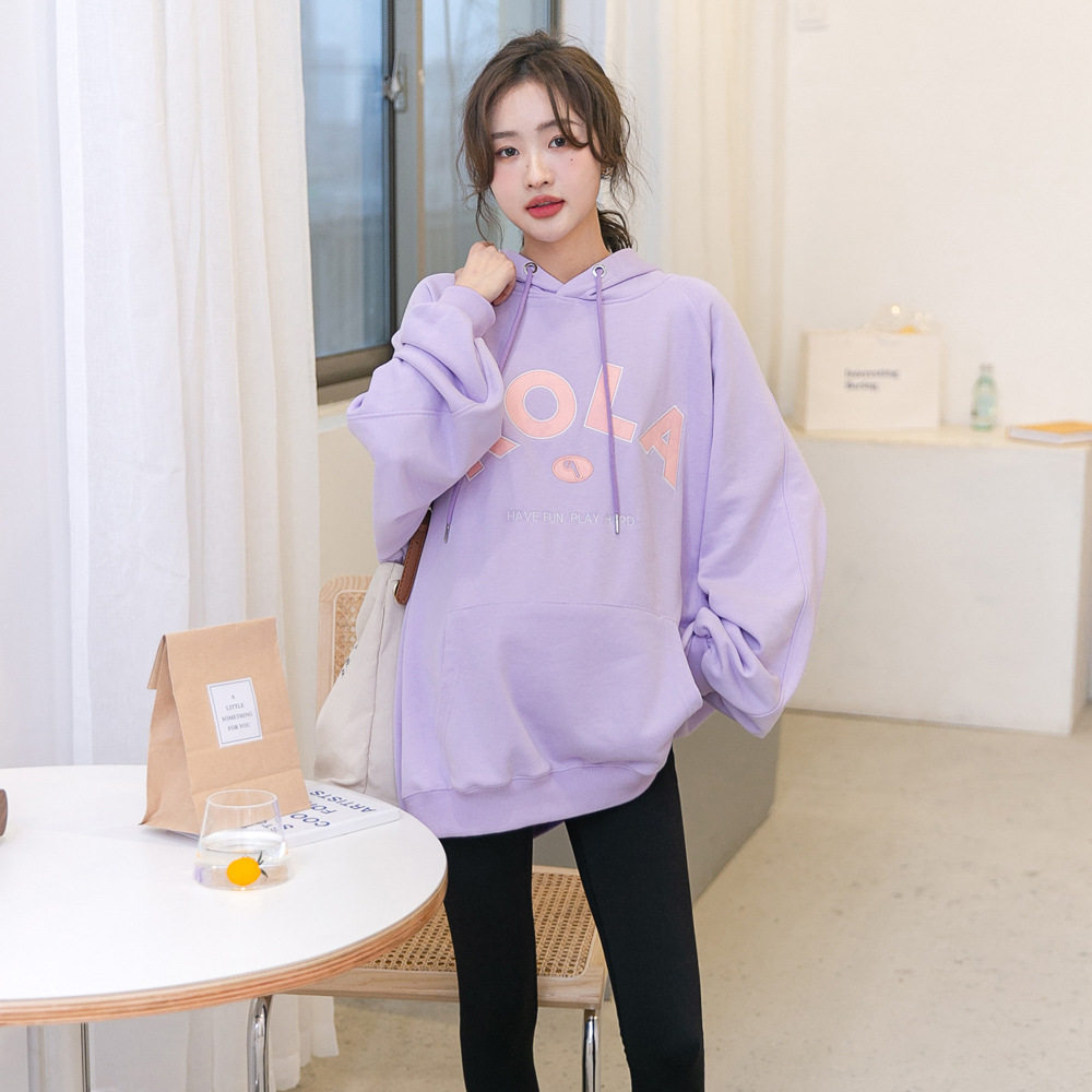 Spring new maternity wear Korean version cartoon style age-reducing Western style hooded sweatshirt loose large size cover belly tide mom top