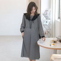 Spring and Autumn Maternity Skirts Korean Fashion 2022 Shawl Floral Skirts Mid-Length Western Style Age-Reducing Long-Sleeve Dress Trendy