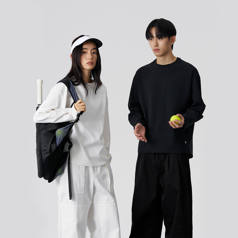 Fmacm Boredom and Madness Sorona Cloud Feel Quick-Dry Waffle Tennis Sports Long-Sleeve Crew Neck Base Layer Top