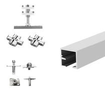 Folding door hanging rail track full set of hardware accessories sliding door hanging wheel wooden door folding window pulley slide rail hanging sliding door