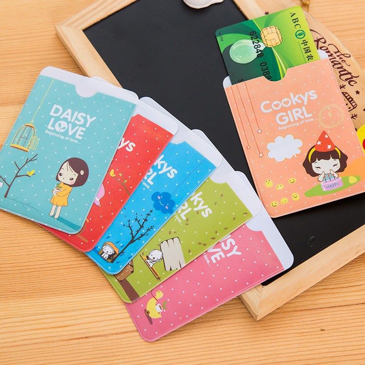 Upgrade Double Face 2 Bits Sleeve Bus card Bag Finance Card Clothing Identity Card Protective Film Cartoon Credential Jacket