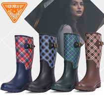 Rain Shoes Lady Autumn winter style Safe non-slip high cylinder waterproof rain boots Fashion warm outside wearing Inren Wind rubber Water boots