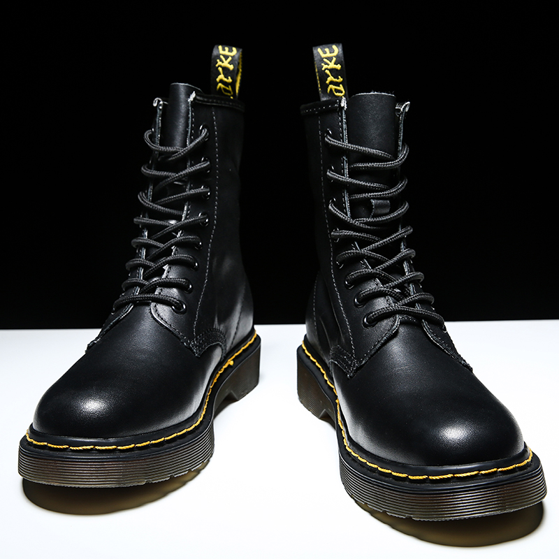 German camel dynamic Martin boots men's tall British style tooling boots 1460 medium tube couple tide shoes black men's shoes