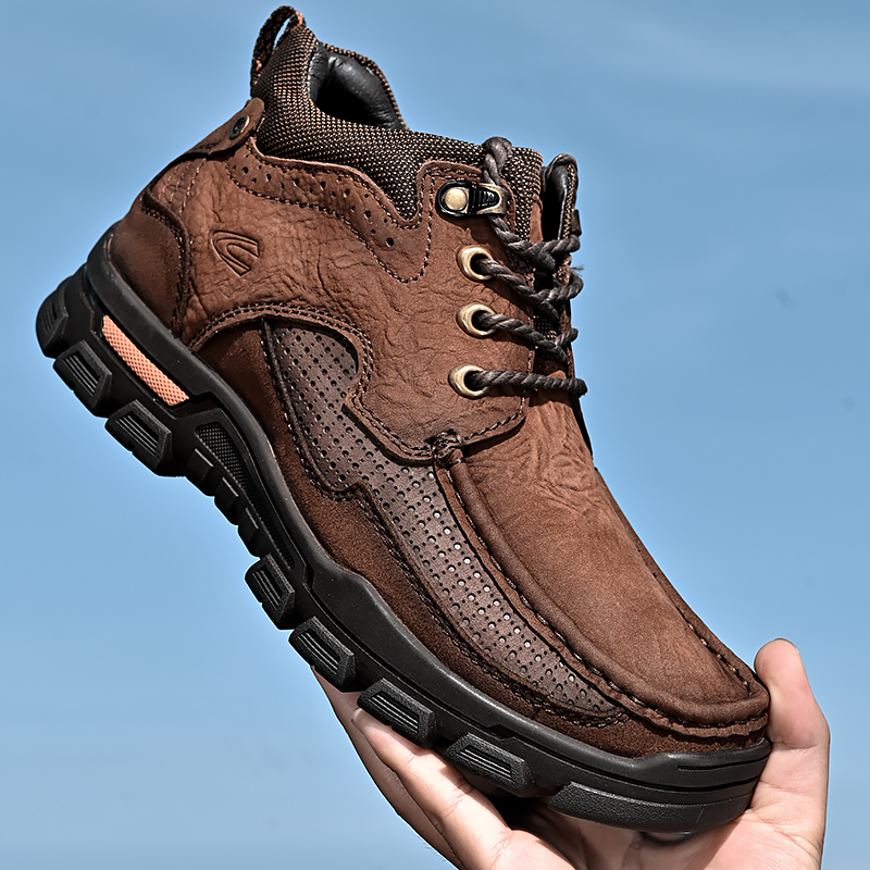 German camel dynamic high tube men's outdoor leisure high tube Martin spring and autumn northeast large cotton leather shoes leather snow boots