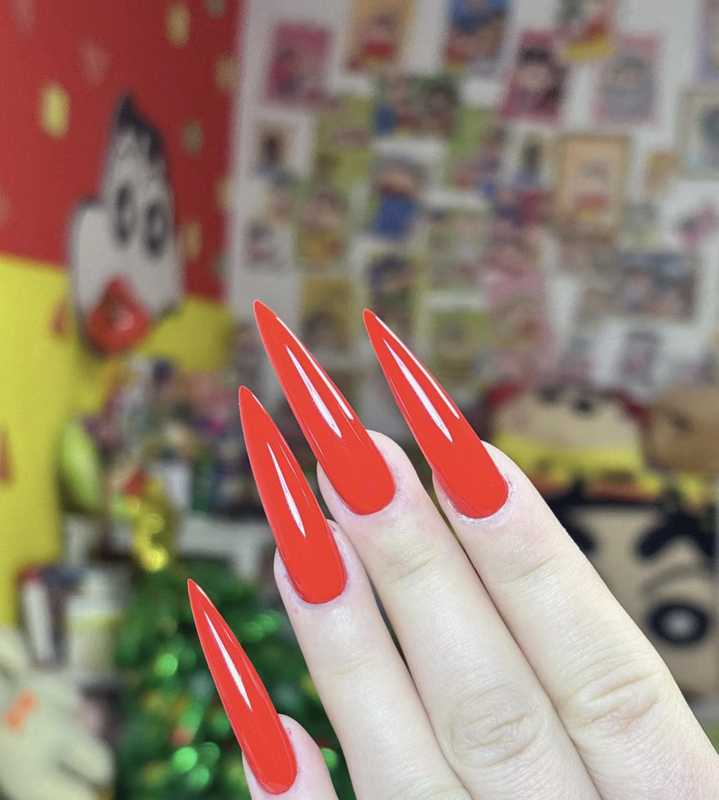 2025 Big Red Long Pointed 4-5cm Little Red Book ins European and American Kardashian Detachable Reusable Handmade Wearable Nails