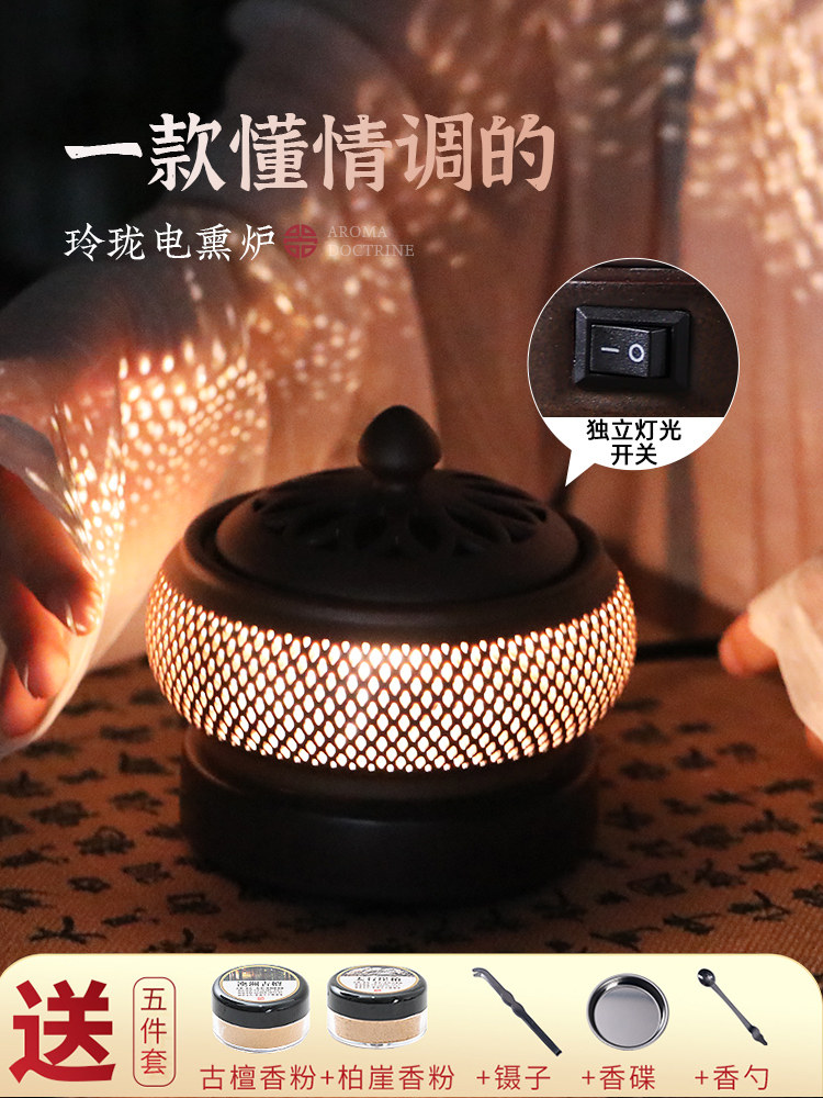 Electronic Incense Burner, Household Night Light, Plug-In, Timed Temperature Adjustment, Heating Electric Incense Burner, Indoor Sandalwood and Agarwood Incense Machine