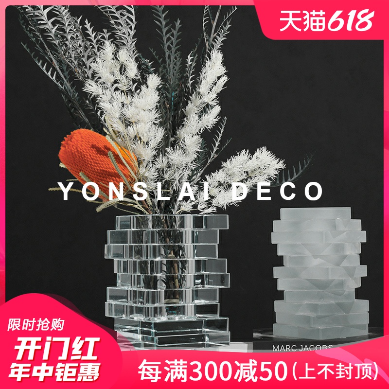 Upoetry Lele Flower Art Glass Flower Arrangement Prototype room Room Sample House Display Center Living-room Tabletop Bouquet Light Extravagant Vase Pendulum