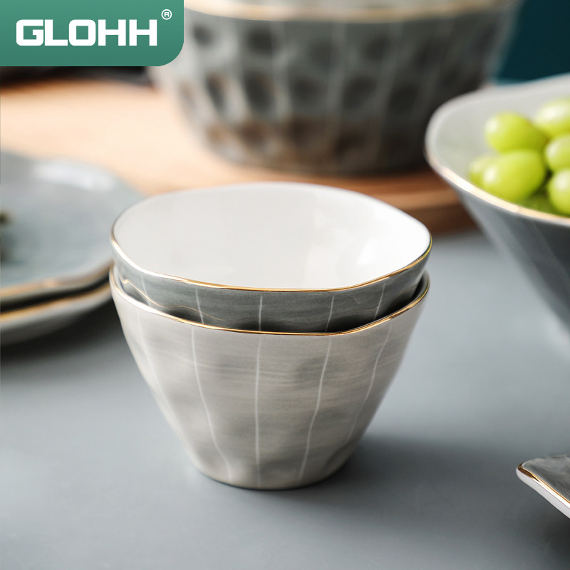 Light luxury high-value dishes and tableware household net red creative ceramic rice bowl soup bowl instant noodle bowl plate personality combination