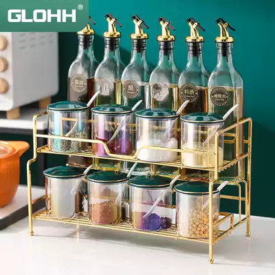 High-value seasoning combination set seasoning box kitchen glass seasoning jar oil salt sauce vinegar seasoning full set