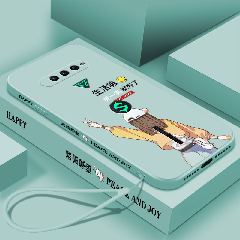 Black Shark 4 Cell Phone Cases New 5g Straight Edge Liquid Silicone Game Cell Phone Cases XM Black Shark Four Creative Trending Brands Side Map 2021 Fashion Lens All-inclusive Square Cover Black Sand 4 Women