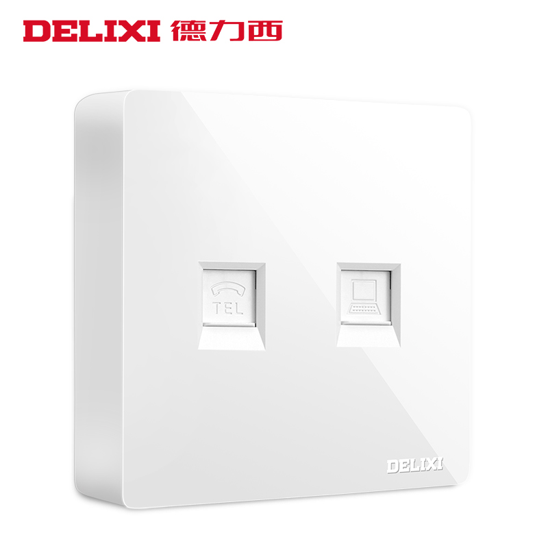 Delixi switch socket Open mount telephone panel socket computer socket telephone network interface panel socket
