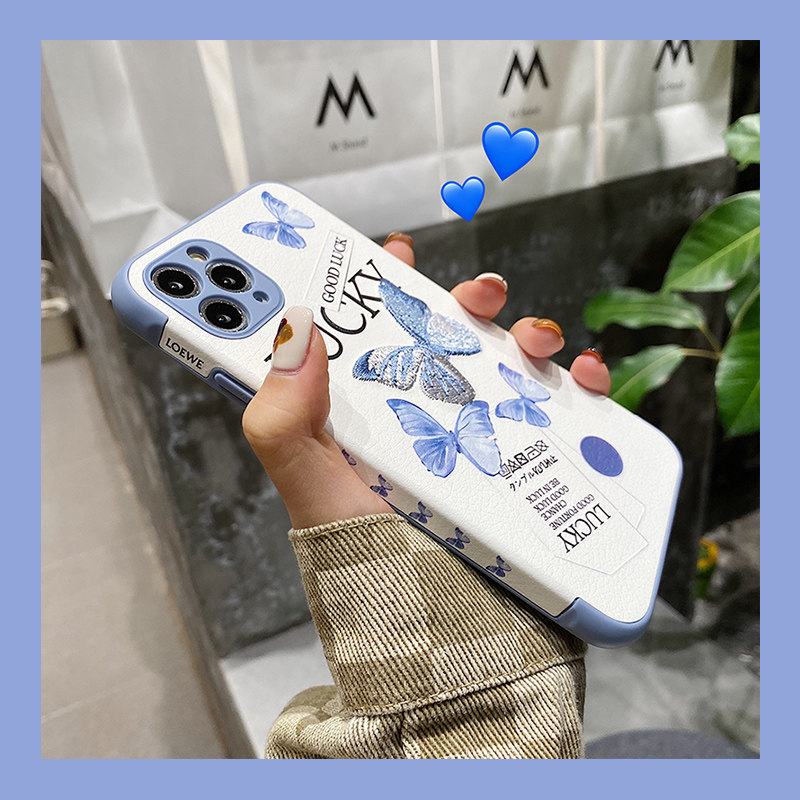 LUCKY embroidered butterfly suitable for apple 11 mobile phone protective shell iphone12pro leather apple 13 soft shell xsmax women's xr creative 7P niche ins wind 8p
