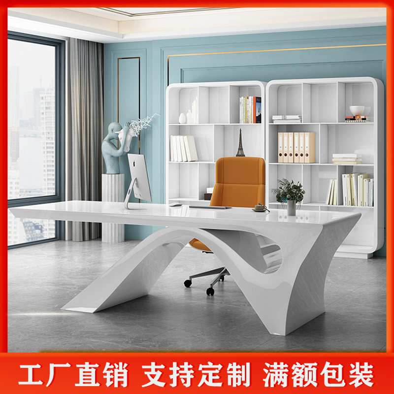 Painted boss desk simple modern large class fashion president table and white office table and chair combination