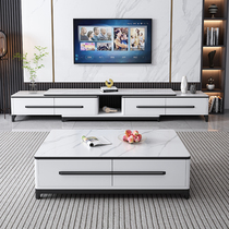 Italian light luxury living room slate coffee table TV cabinet combination light luxury style tea table modern simple small apartment
