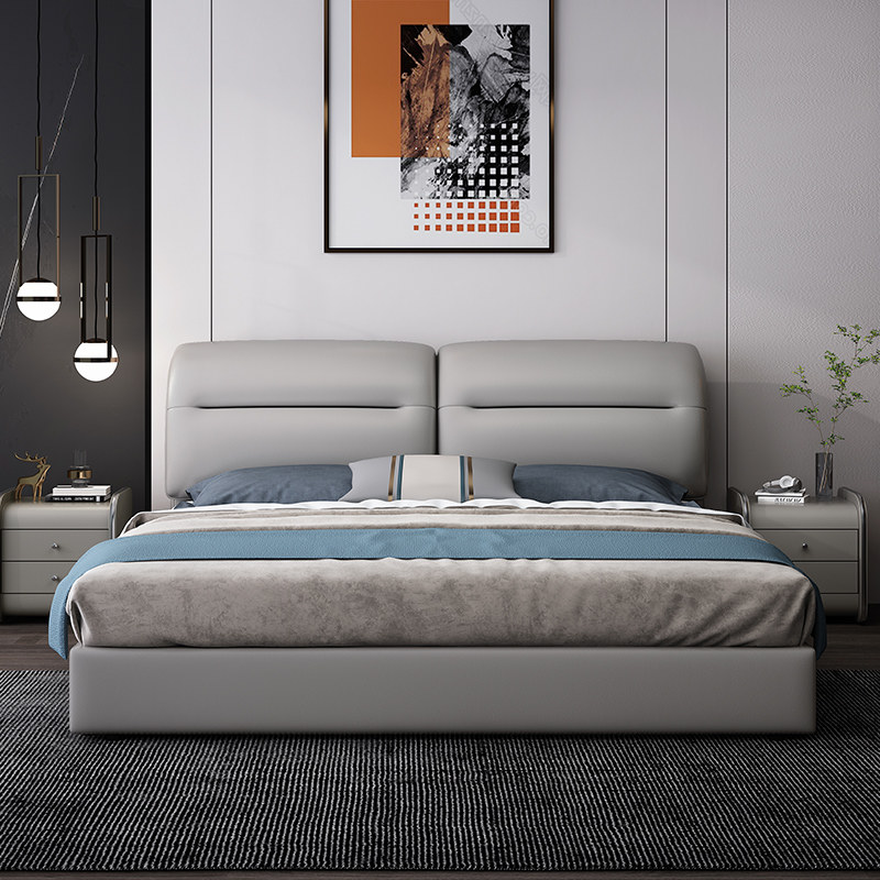 Modern minimalist wind soft bag backrest double bed air pressure storage frame large bed 1 5m1 8 m Economy type bedroom