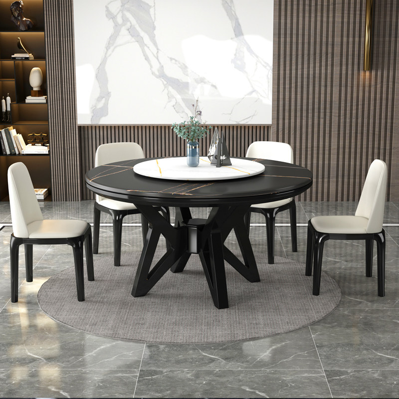 Modern Light Luxury Simple Rock Plate Dining Table Home Dining Table and Chair Combination Small Family Round Art Square Table