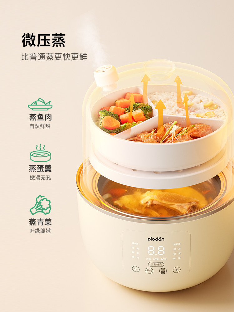 Plodon Small Ceramic Egg Steamer for Home Use, Multifunctional Breakfast Appliance, Electric Steamer