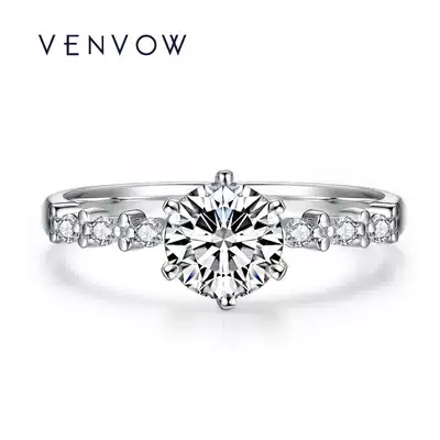 VENVOW diamond ring female 18k platinum six-claw diamond ring marriage proposal wedding GIA30 points 50 points customized