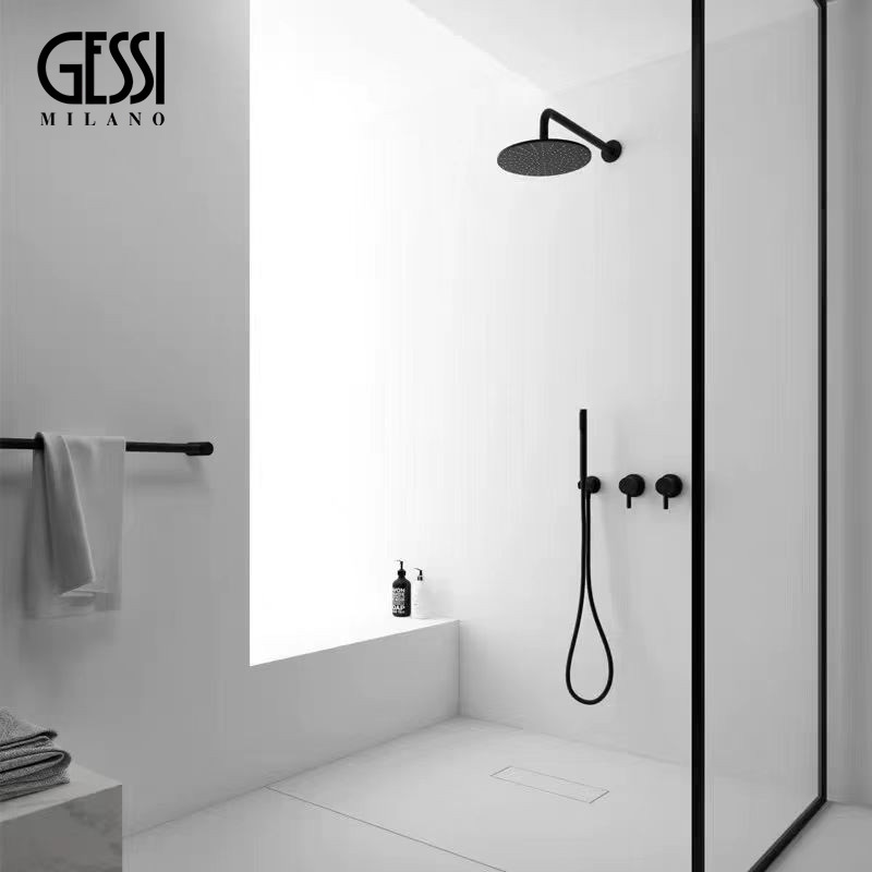Italian Gessi Concealed Wall-Mounted Shower Minimalist Shower Set All-Copper Embedded Shower