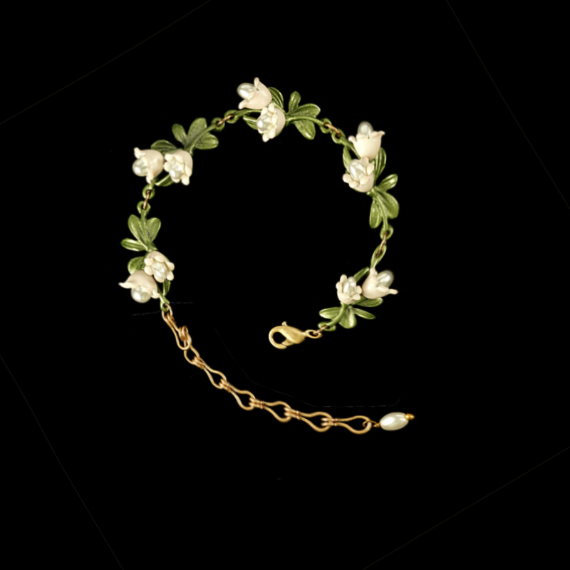 Lily of the Valley Freshwater Pearl Mood-Stabilizing Bracelet for Women, Forest-Style Best Friend Gift, Niche Design, Light Luxury and Exquisite
