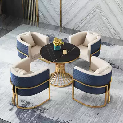 Nordic light luxury negotiation table and chair combination office meeting small round table leisure sample House exhibition center reception one table and four chairs
