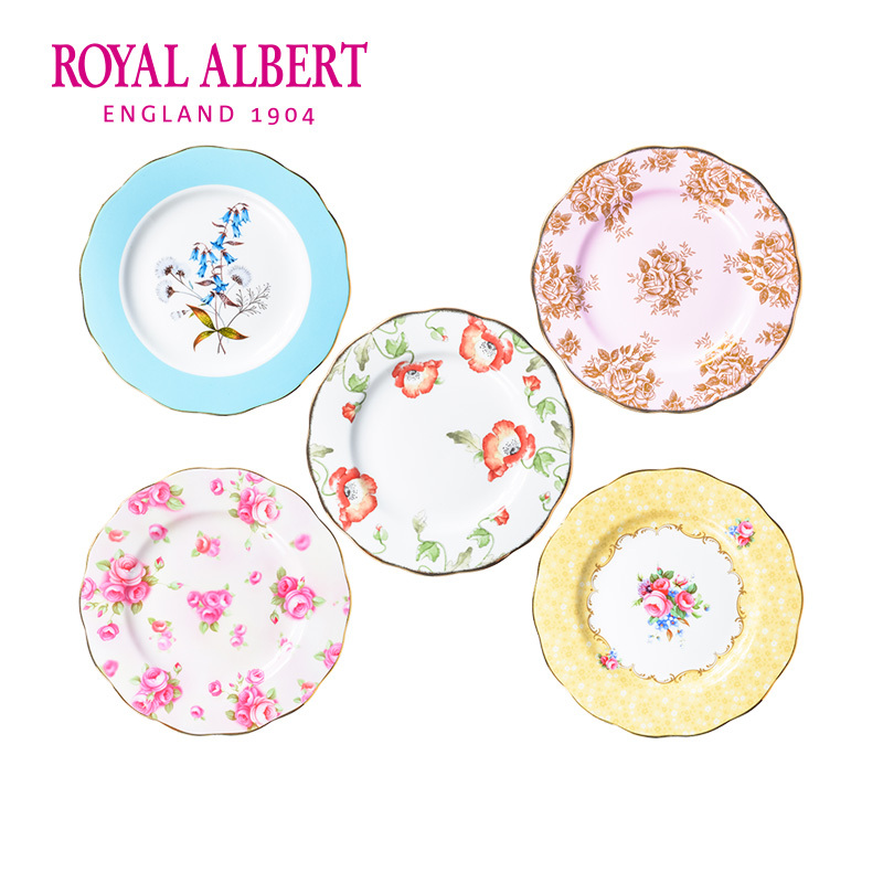 Royal Albert Royal Albert Century-Old Series Bone China Dinner Plate, Dessert Plate, Five-Piece Set Imported Royal Albert Royal Albert Century-Old Series Bone China Dinner Plate, Dessert Plate, Five-Piece Set Imported