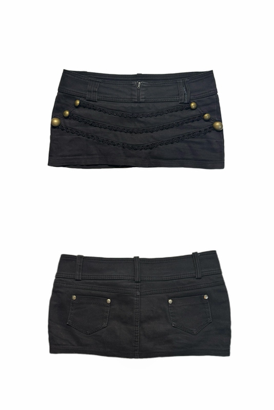 Sohatw Heavy-Duty Black-Gray Low-Waist Retro Anti-Exposure Slimming Denim Skirt Sohatw Heavy-Duty Black-Gray Low-Waist Retro Anti-Exposure Slimming Denim Skirt
