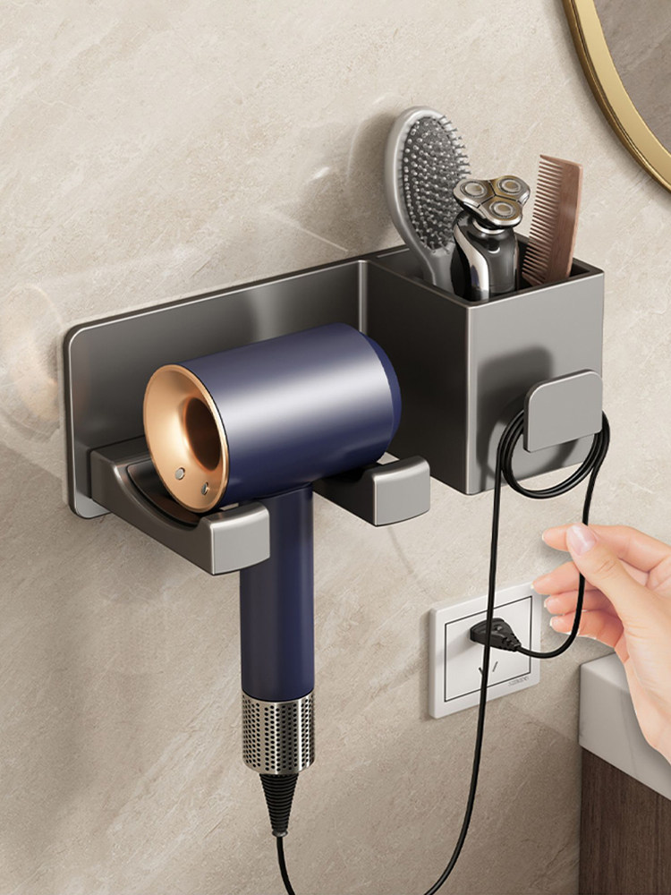 Немецкая легкая роскошная стойка для фена Dyson без перфорации, электрический фен для волос, кронштейн для фена, настенный стеллаж для хранения, пистолет для золы Изображение 1