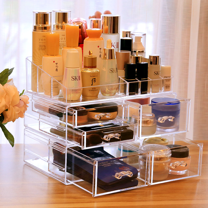 Transparent Cosmetic Storage Box Lipstick Red Table Makeup Dae deity Finishing Big Drawer Acrylic Skincare Shelf
