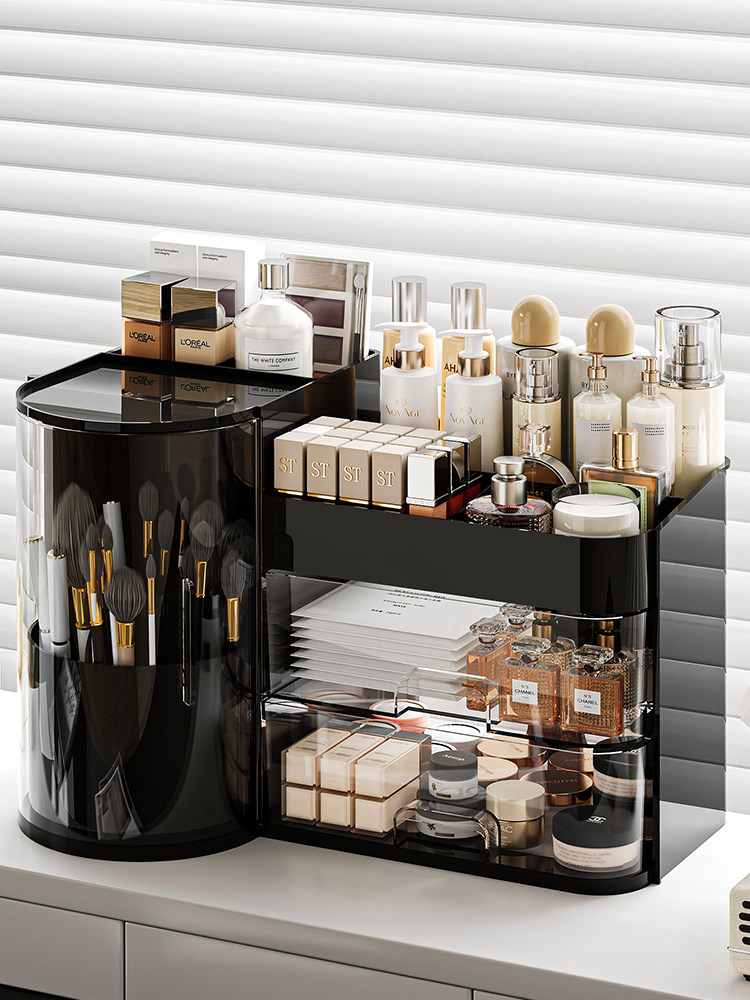 Cosmetic Storage Box, Desktop High-End Dressing Table, Dust-Proof Skin Care Products, Makeup Brushes, Perfume Storage Rack