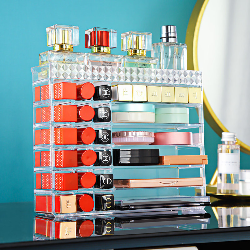 Powder Cake Eye Shadow disc containing box Makeup Bench Doge large finishing Home Cosmetic Shelving TRANSPARENT LIP RED SHELF