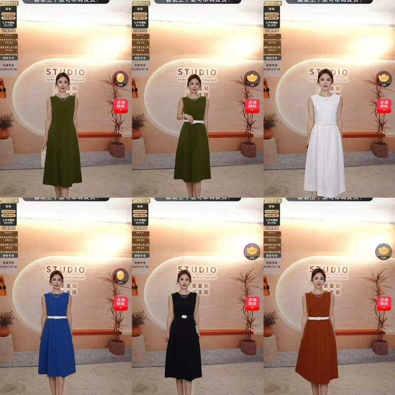 [Exclusive for Qianqian Fans] New Summer Style Sleeveless Vest Round Neck Slim Fit Dress-Gq021