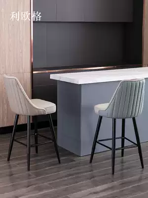 Bar chair simple home backrest high chair Nordic wrought iron modern bar chair Net red bar stool Cafe high stool