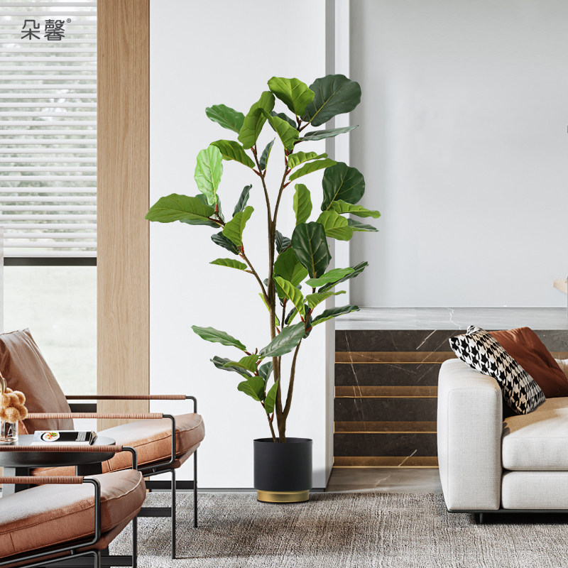 Doxin light and luxurious simulation of green plant potted piano leaf banyan large plant living room indoor office floor swinging piece decoration