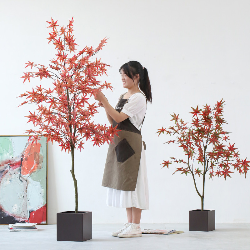 Nordic ins light luxury green plant simulation maple fake potted plant living room large floor decoration ornaments