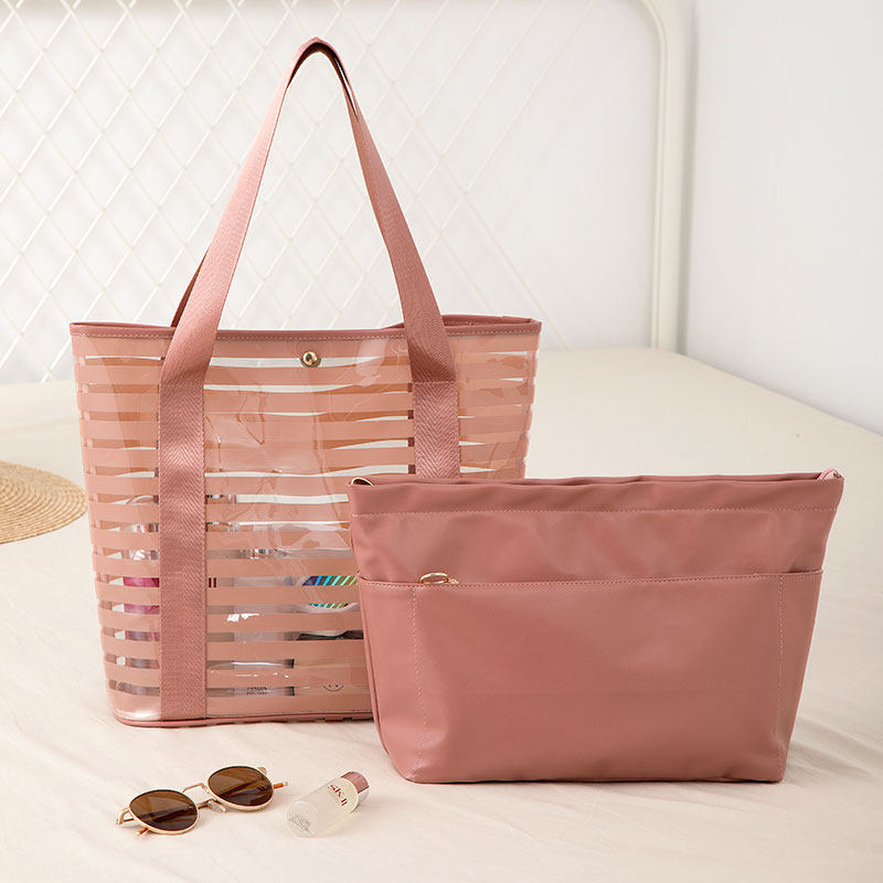 New double portable transparent pvc bag with multifunction toiletry items finishing containing bag Cosmetic Cashier Bag