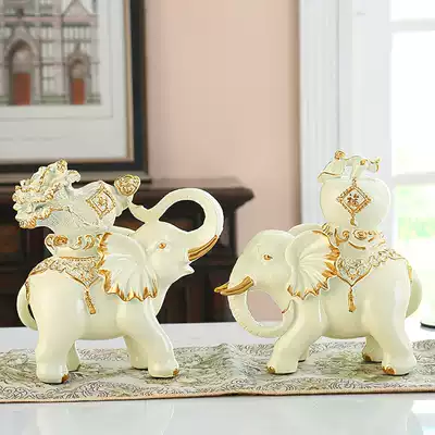 Lucky elephant decoration A pair of new Chinese home accessories Living room entrance TV cabinet Bogu rack decoration craft gift decoration