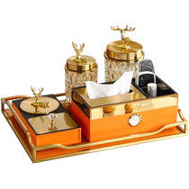 Tissue box paper box napkin box remote control storage box light luxury high-end home living room coffee table set decoration