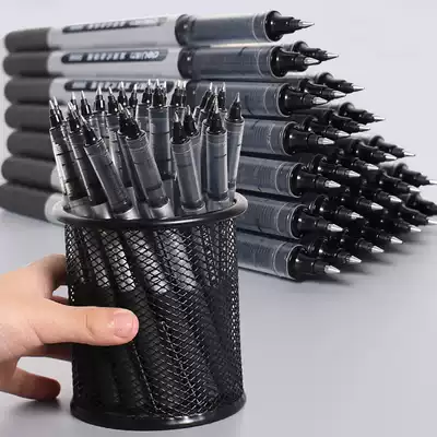 Deli straight liquid water-based ballpoint pen Test orb pen Student carbon business high-end neutral black 0 5mm signature water-based pen 12 packs bullet red Blue office straight liquid pen water-based pen