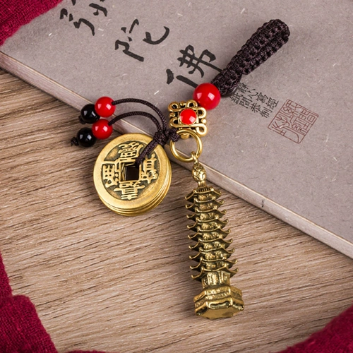 Латунный креативный брелок, ретро украшение на сумку